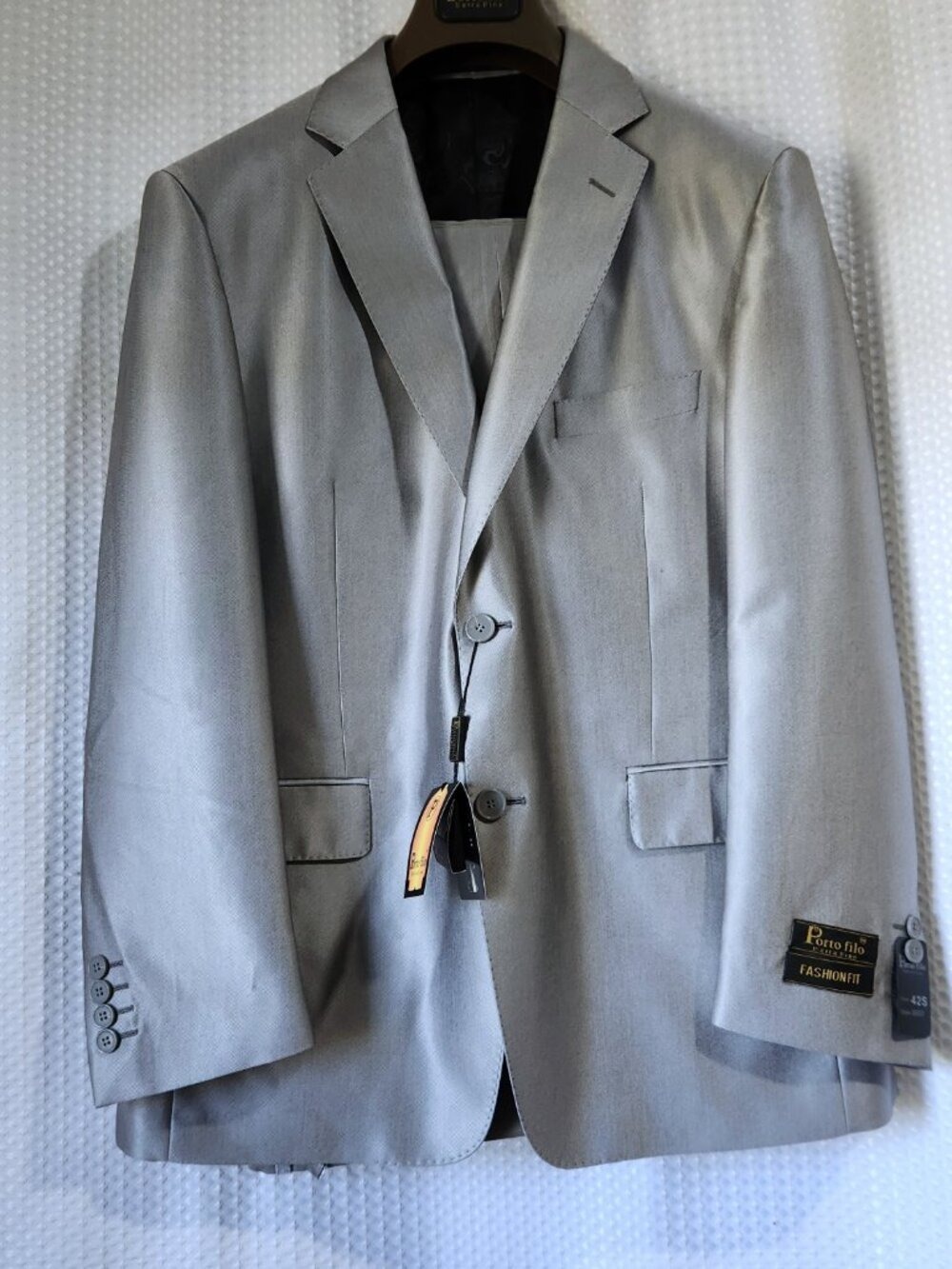 Porto Filo Mens Size 42S Grey Sheen Super 160s Fashion Fit Suit NWT